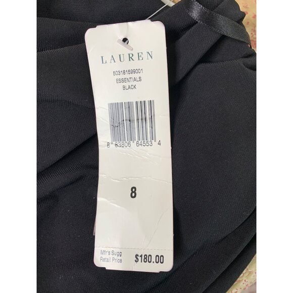 NWT Ralph Lauren One-Shoulder Black Gown Formal Crystal Brooch Size 8 RX10351 - Picture 4 of 14